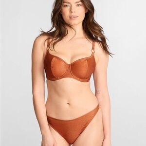 FREYA Bikini Top 30E / 30DDD & XS Bikini Bottom, Orange GOLD Golden Hour